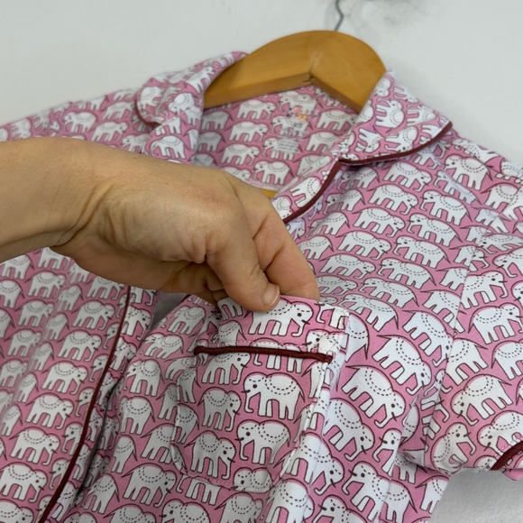 Roller Rabbit Hathi Polo Pajamas Womens XS Pink White Elephant Short Sleeve Pjs - Picture 7 of 16